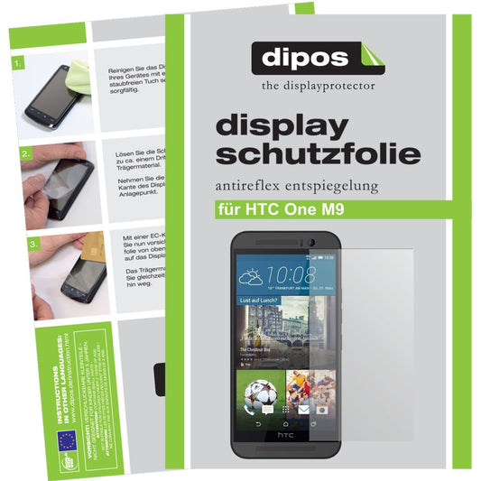 Matte Displayschutzfolie von dipos passend für One M9 HTC, präziser Zuschnitt und blasenfrei montiert