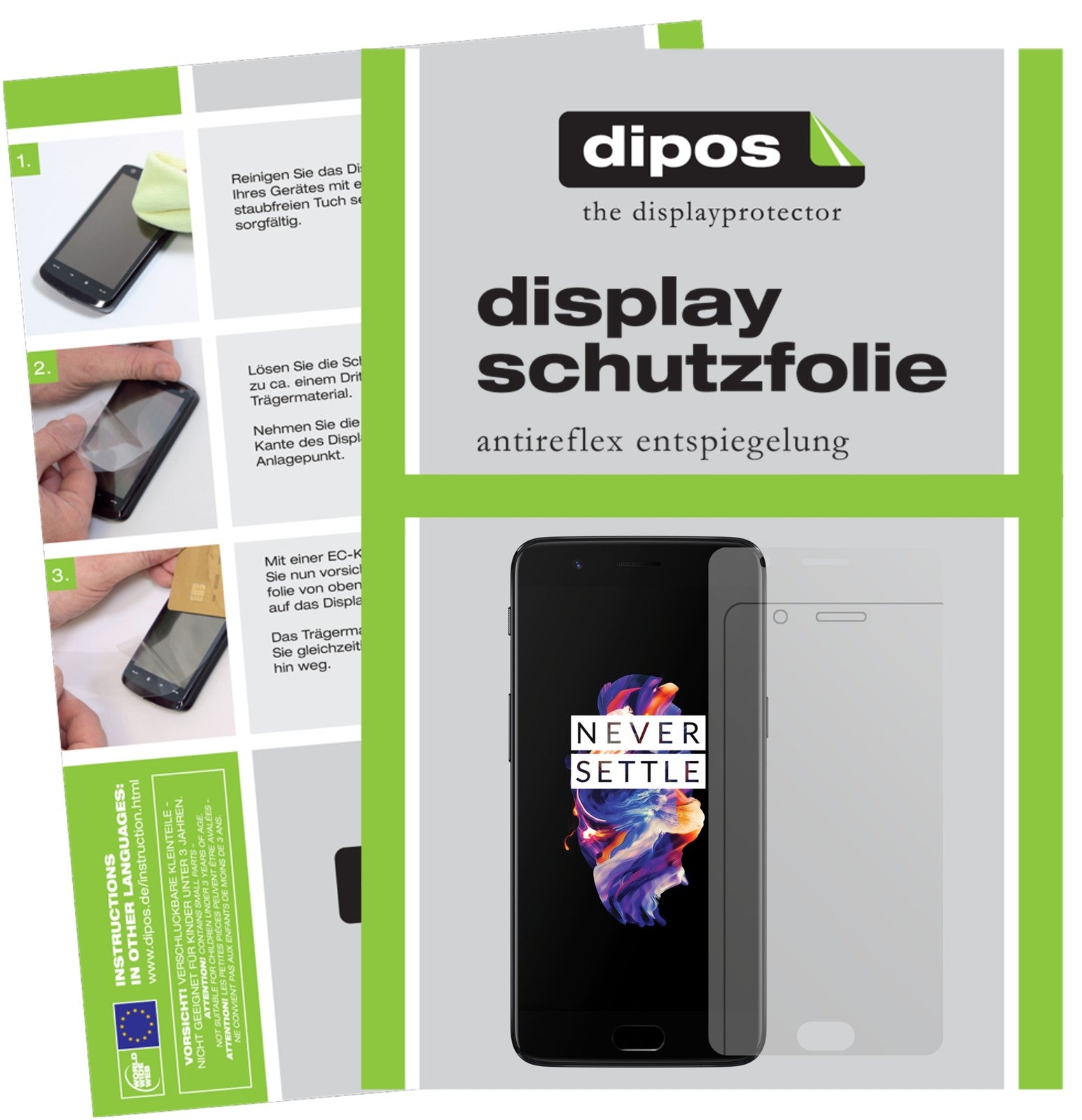 Matte Displayschutzfolie von dipos passend für OnePlus 5, präziser Zuschnitt und blasenfrei montiert