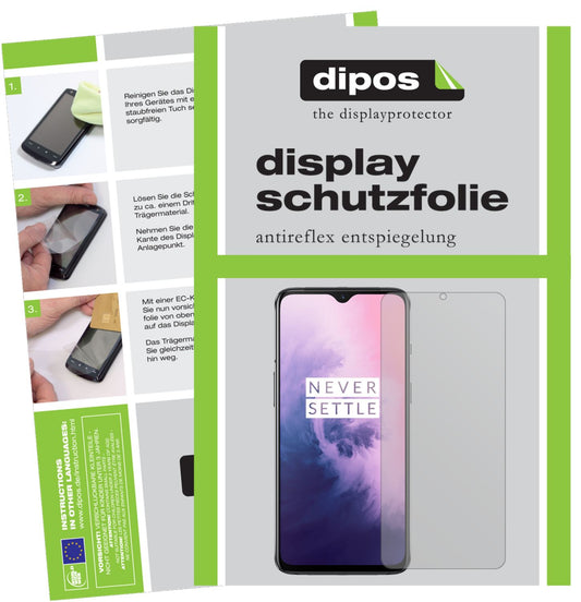 Matte Displayschutzfolie von dipos passend für OnePlus 7, präziser Zuschnitt und blasenfrei montiert