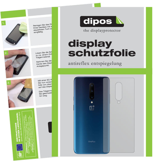 Matte Displayschutzfolie von dipos passend für OnePlus 7 Pro Rückseite, präziser Zuschnitt und blasenfrei montiert