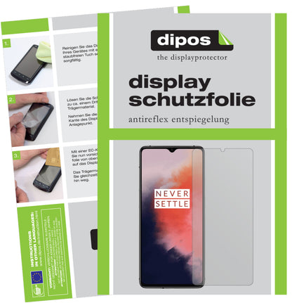 Matte Displayschutzfolie von dipos passend für OnePlus 7T, präziser Zuschnitt und blasenfrei montiert