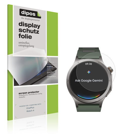 Matte Displayschutzfolie von dipos passend für OnePlus Watch 4, präziser Zuschnitt und blasenfrei montiert