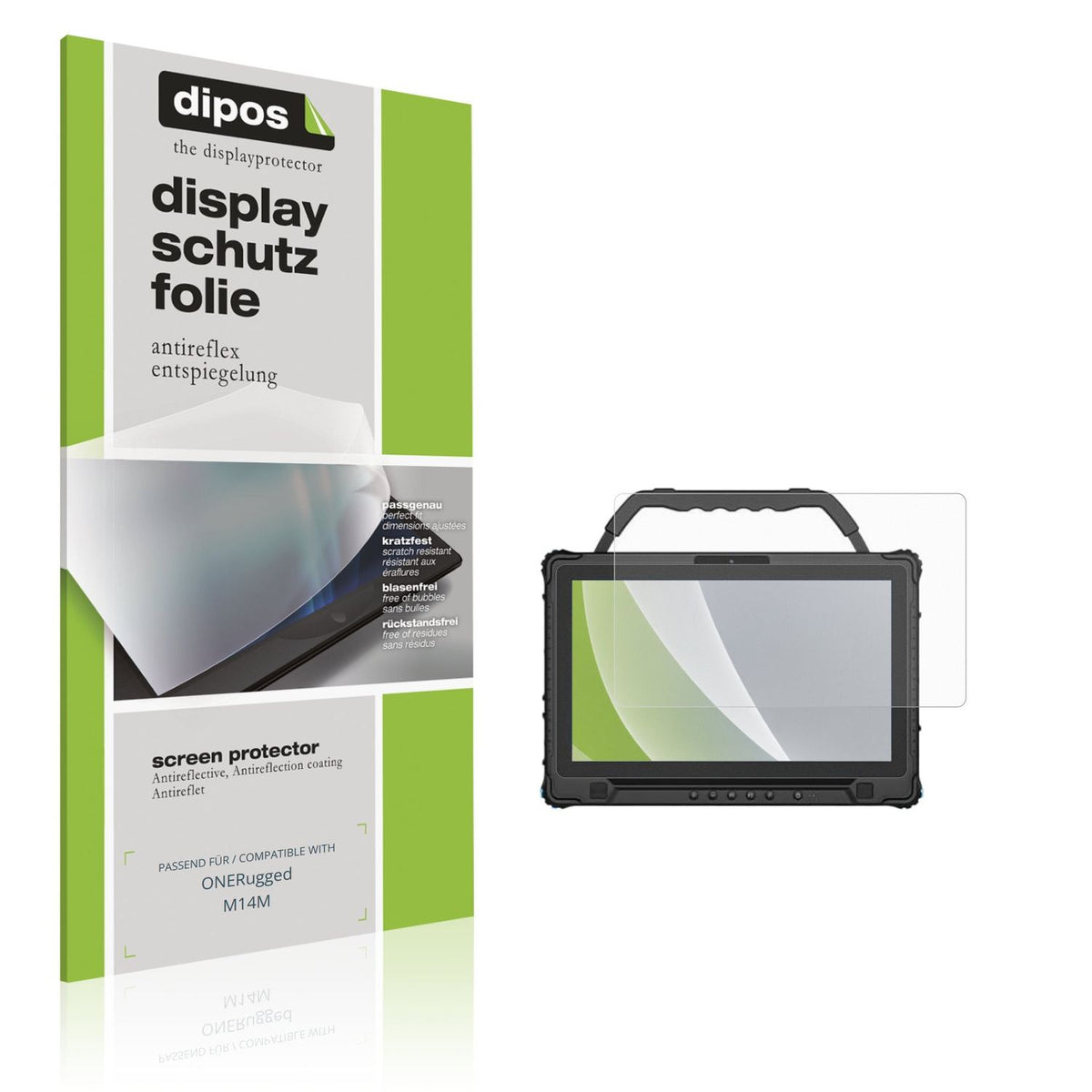 Matte Displayschutzfolie von dipos passend für ONERugged M14M, präziser Zuschnitt und blasenfrei montiert