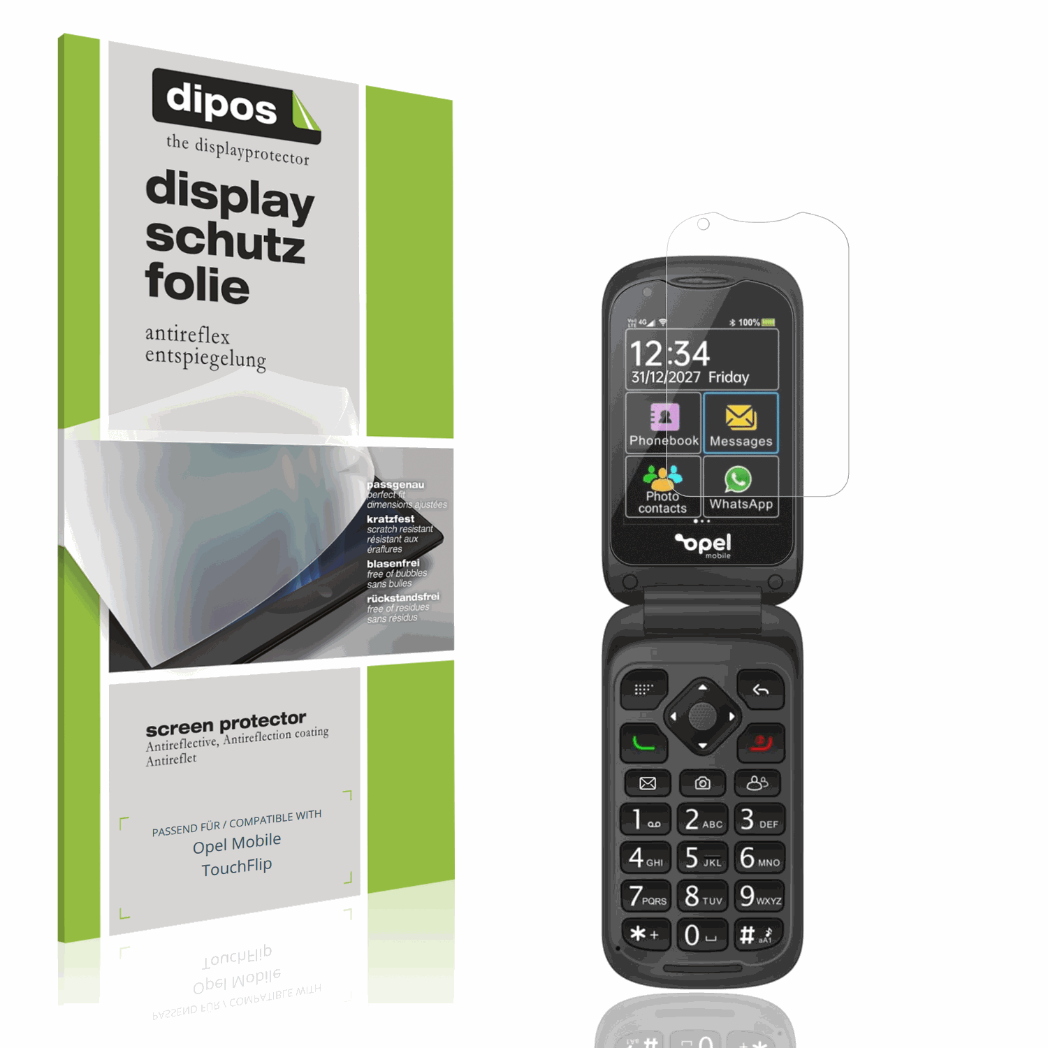 Matte Displayschutzfolie von dipos passend für Opel Mobile TouchFlip, präziser Zuschnitt und blasenfrei montiert