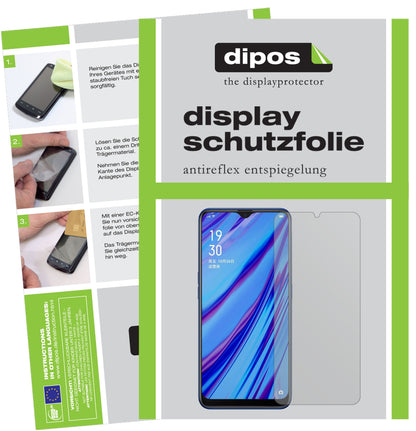Matte Displayschutzfolie von dipos passend für Oppo A9, präziser Zuschnitt und blasenfrei montiert