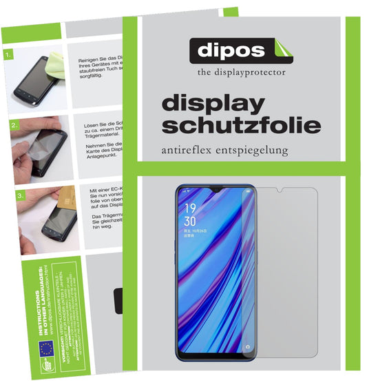Matte Displayschutzfolie von dipos passend für Oppo A9, präziser Zuschnitt und blasenfrei montiert