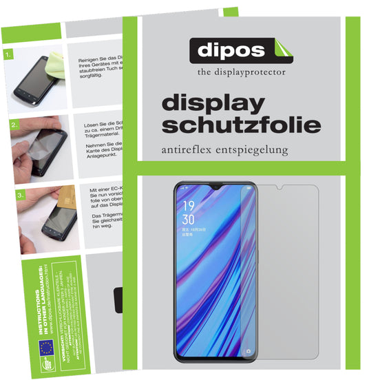 Matte Displayschutzfolie von dipos passend für Oppo A9x, präziser Zuschnitt und blasenfrei montiert
