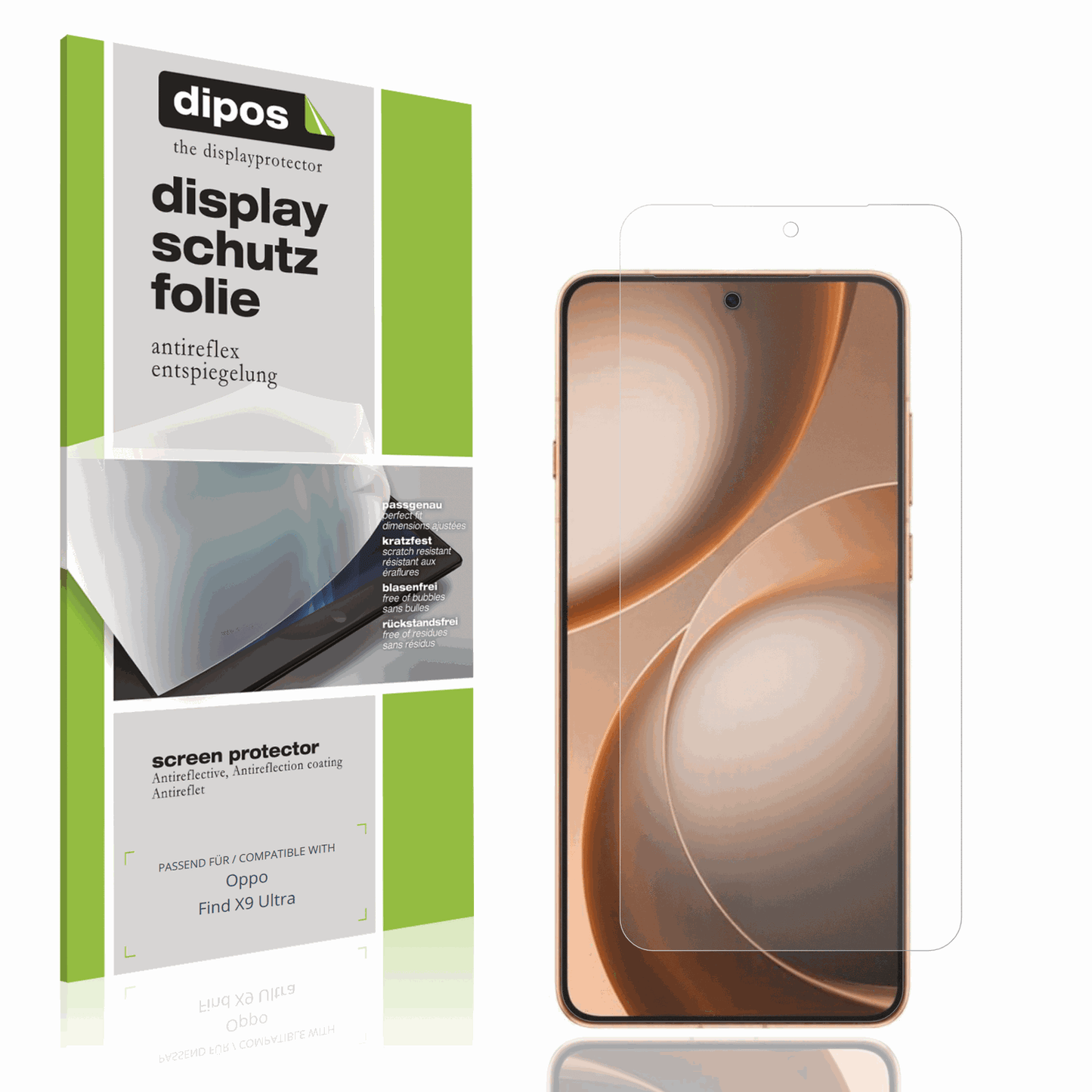 Matte Displayschutzfolie von dipos passend für Oppo Find X9 Ultra, präziser Zuschnitt und blasenfrei montiert