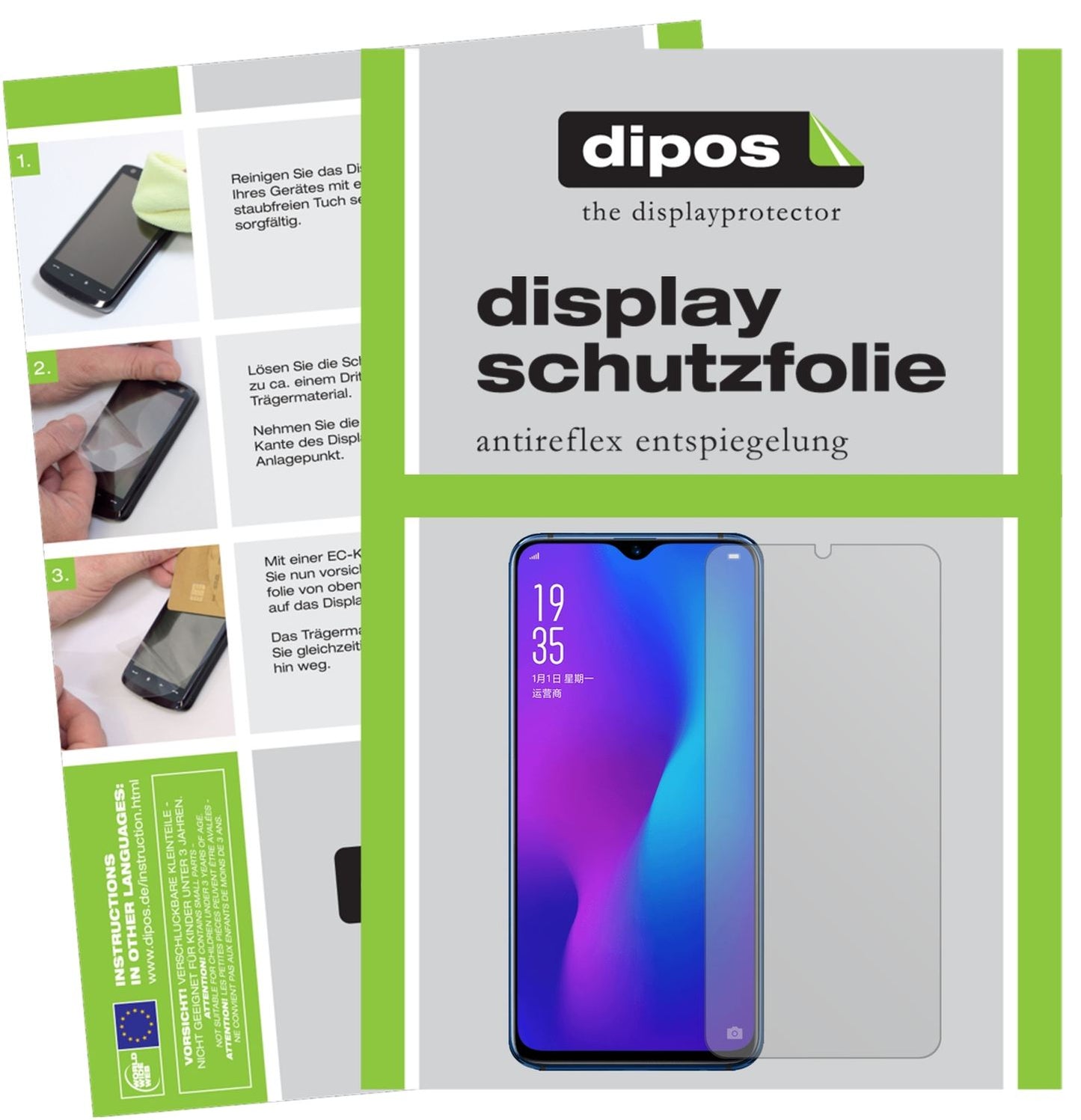 Matte Displayschutzfolie von dipos passend für Oppo R17, präziser Zuschnitt und blasenfrei montiert