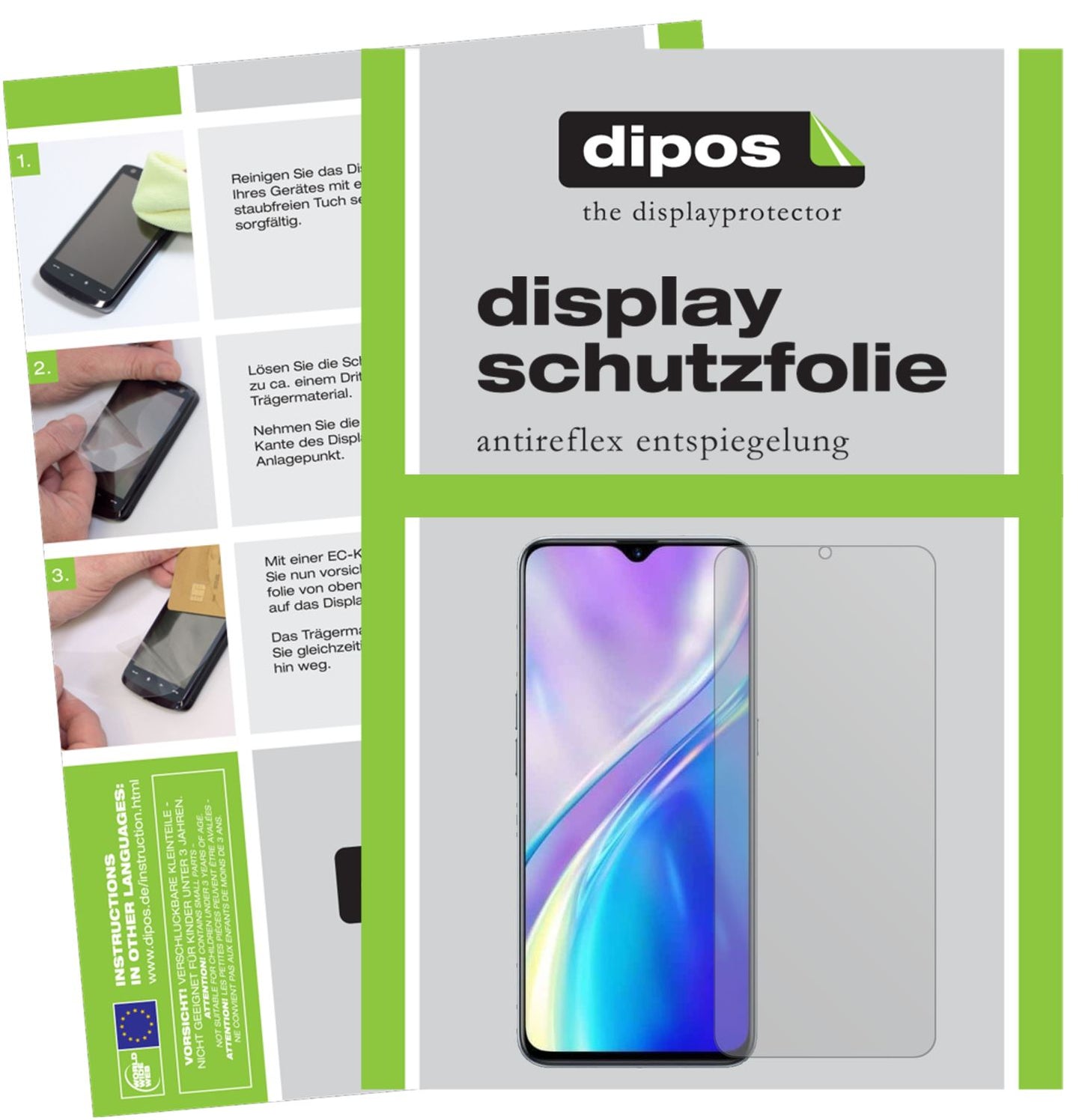 Matte Displayschutzfolie von dipos passend für Oppo Realme 6i, präziser Zuschnitt und blasenfrei montiert