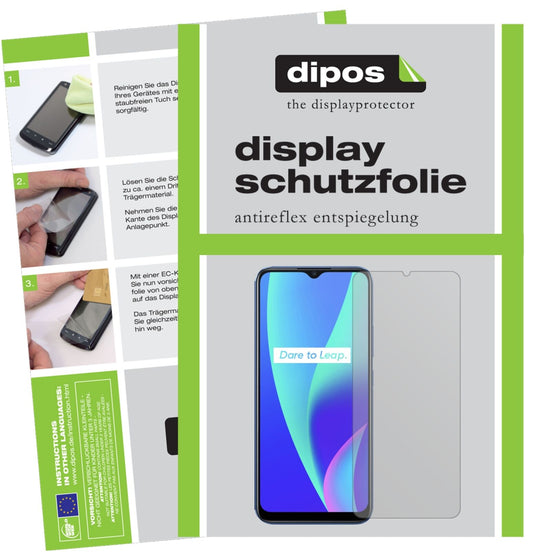 Matte Displayschutzfolie von dipos passend für Oppo Realme C15, präziser Zuschnitt und blasenfrei montiert