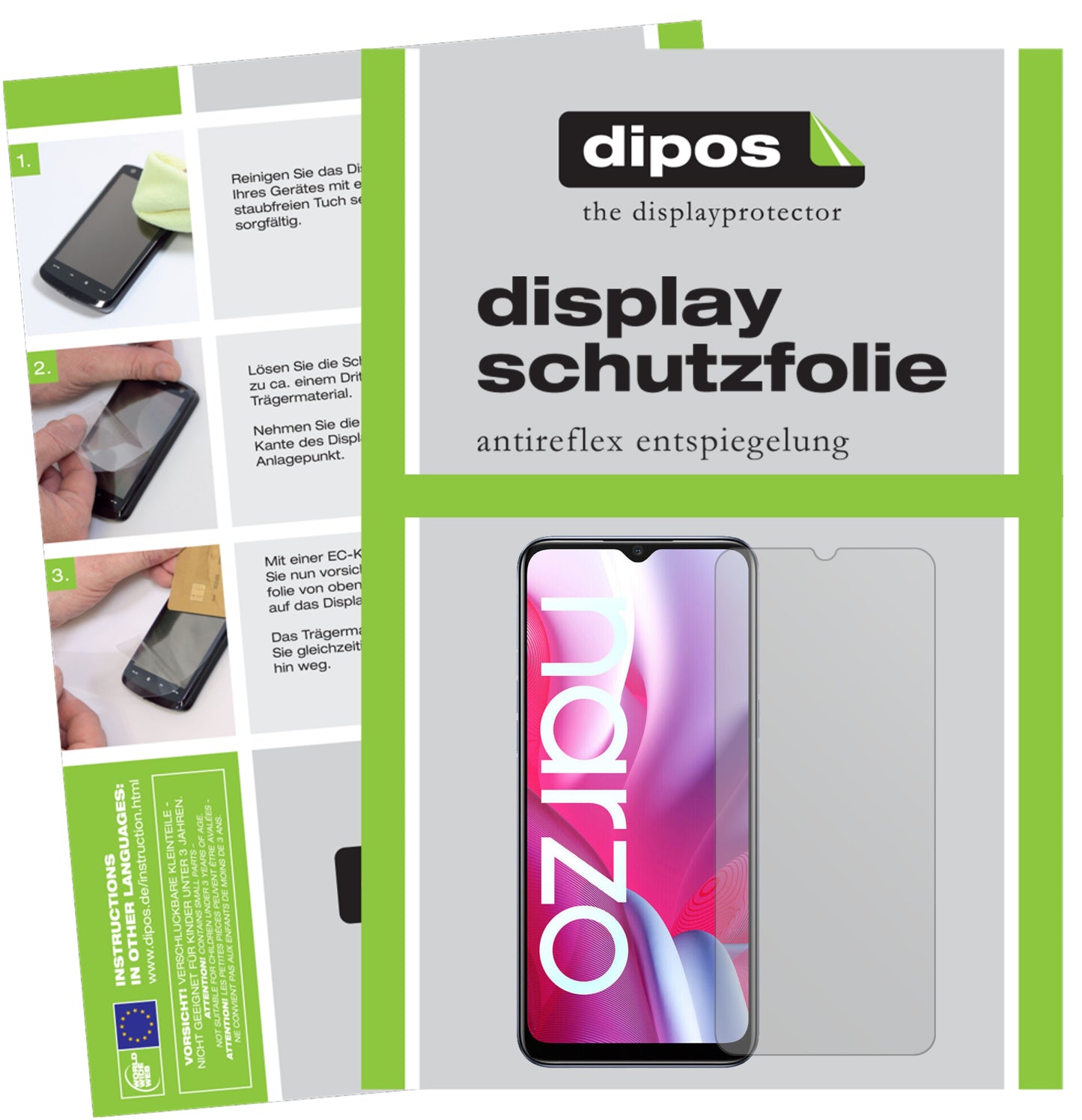 Matte Displayschutzfolie von dipos passend für Oppo Realme Narzo 20A, präziser Zuschnitt und blasenfrei montiert