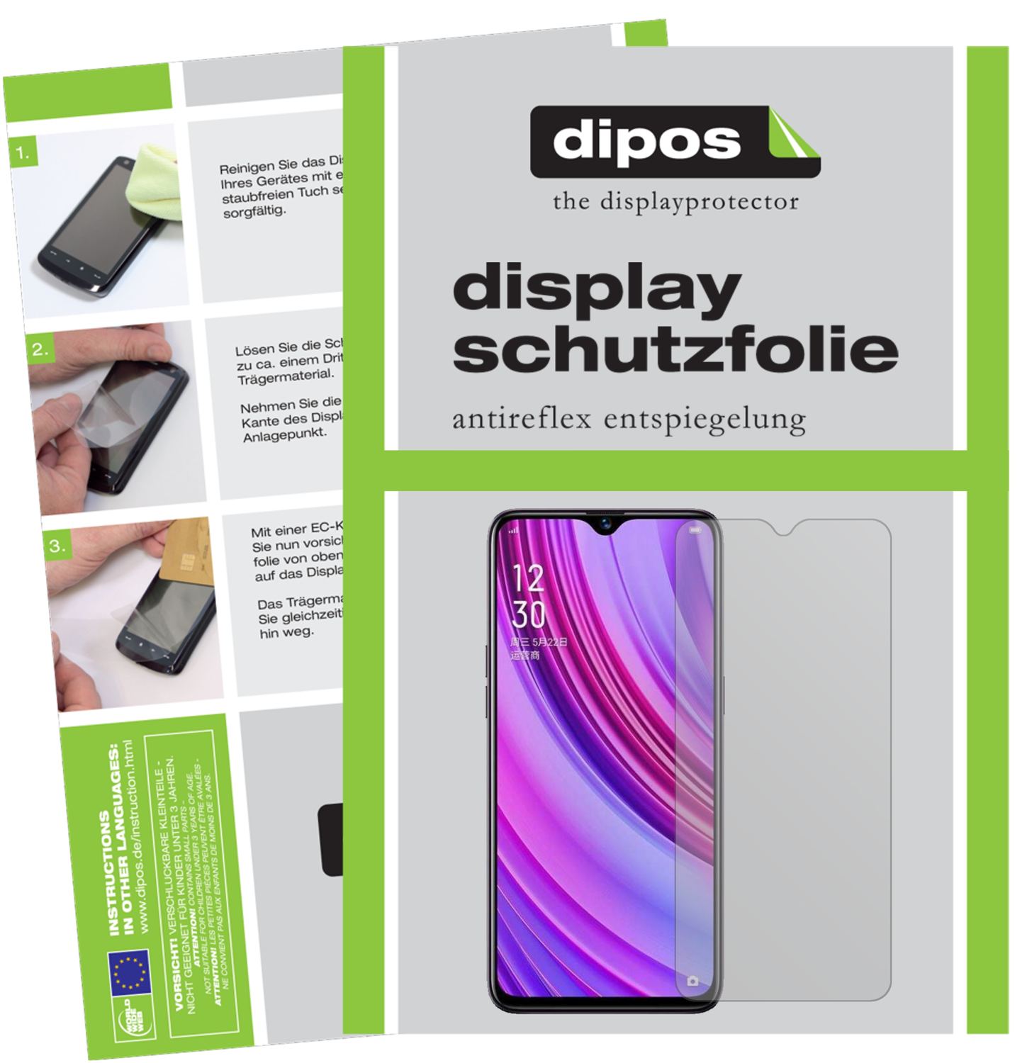 Matte Displayschutzfolie von dipos passend für Oppo Realme X Lite, präziser Zuschnitt und blasenfrei montiert