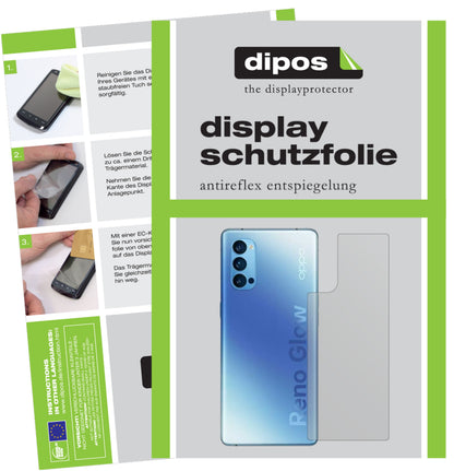 Matte Displayschutzfolie von dipos passend für Oppo Reno 4 Pro Rückseite, präziser Zuschnitt und blasenfrei montiert