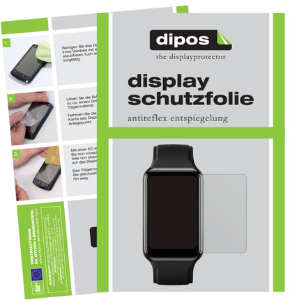 Matte Displayschutzfolie von dipos passend für Oppo Watch Free, präziser Zuschnitt und blasenfrei montiert