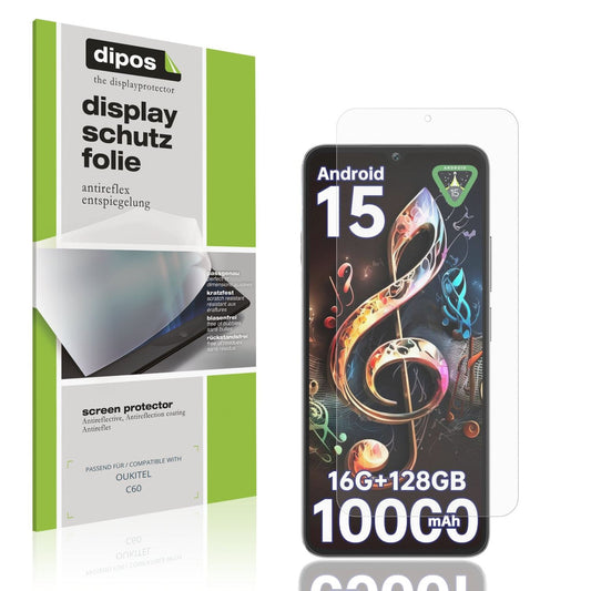 Matte Displayschutzfolie von dipos passend für OUKITEL C60, präziser Zuschnitt und blasenfrei montiert