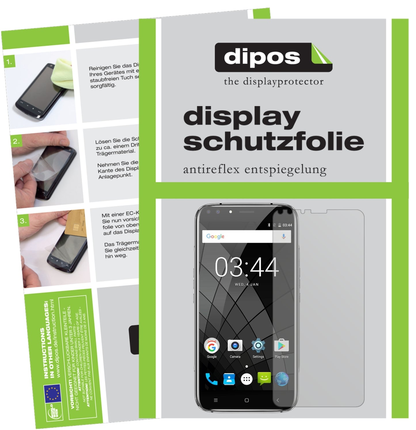 Matte Displayschutzfolie von dipos passend für Oukitel U22 (5,5 Zoll), präziser Zuschnitt und blasenfrei montiert