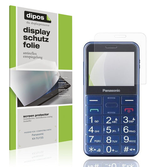 Matte Displayschutzfolie von dipos passend für Panasonic KX-TU155, präziser Zuschnitt und blasenfrei montiert