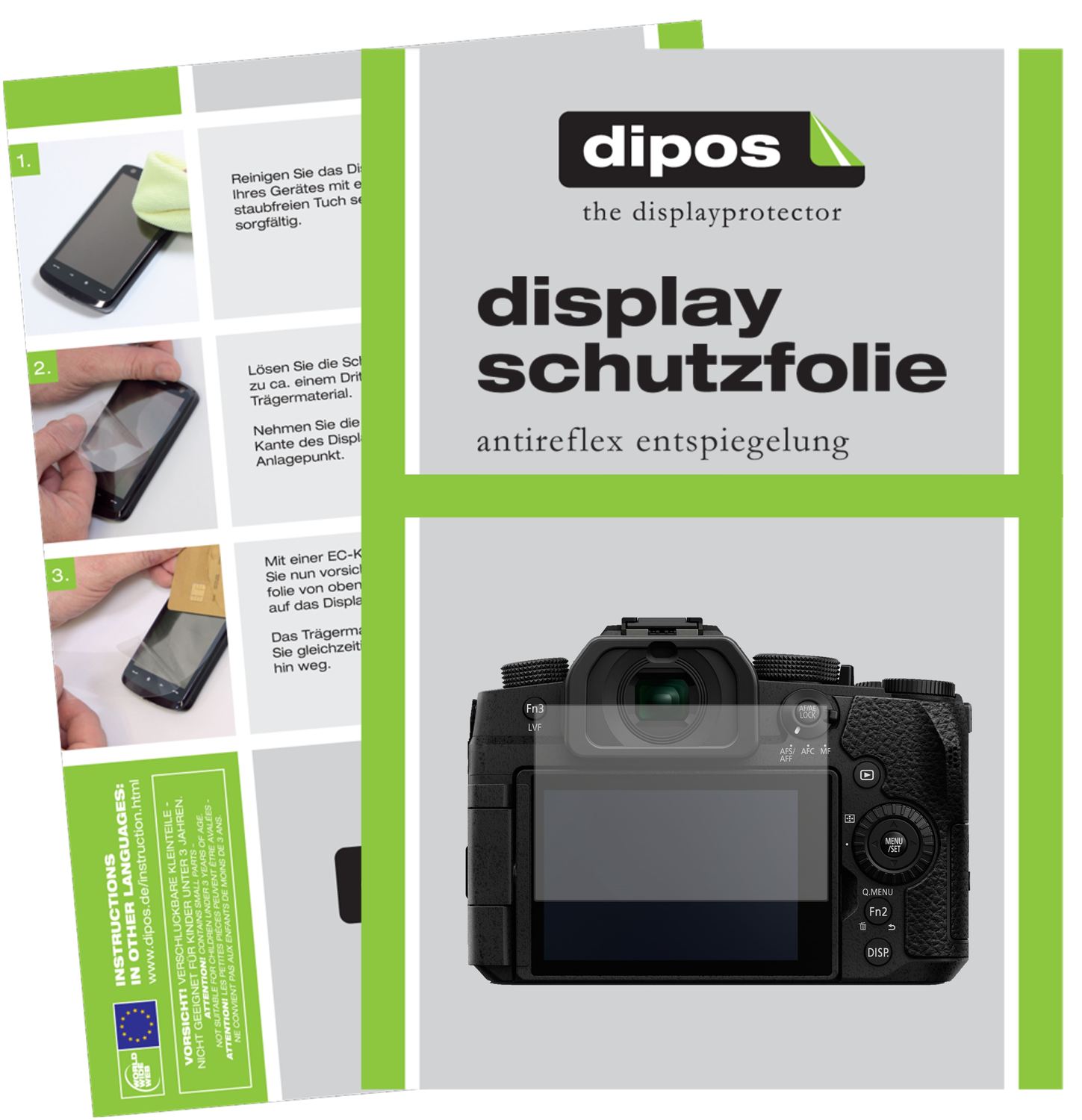 Matte Displayschutzfolie von dipos passend für Panasonic Lumix DC-G91, präziser Zuschnitt und blasenfrei montiert