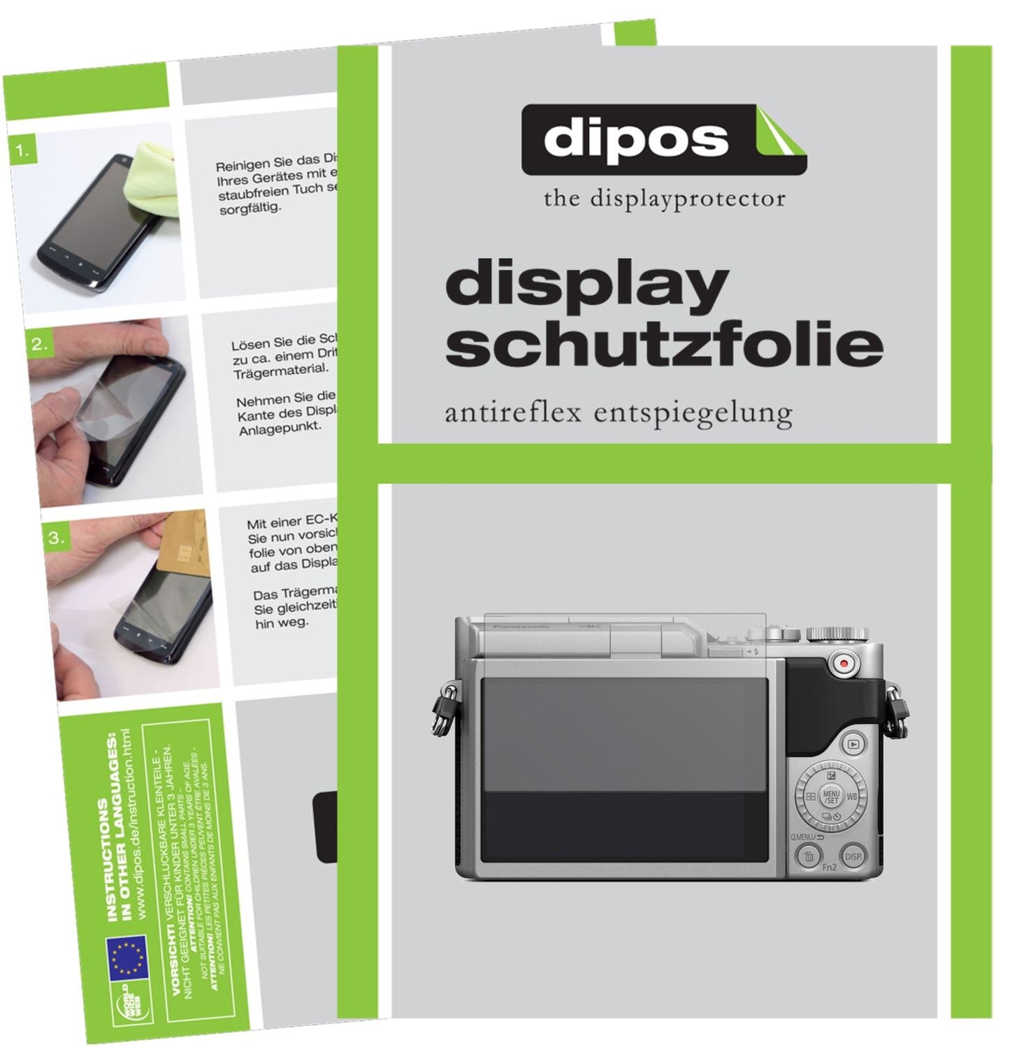 Matte Displayschutzfolie von dipos passend für Panasonic Lumix DC-GX880, präziser Zuschnitt und blasenfrei montiert