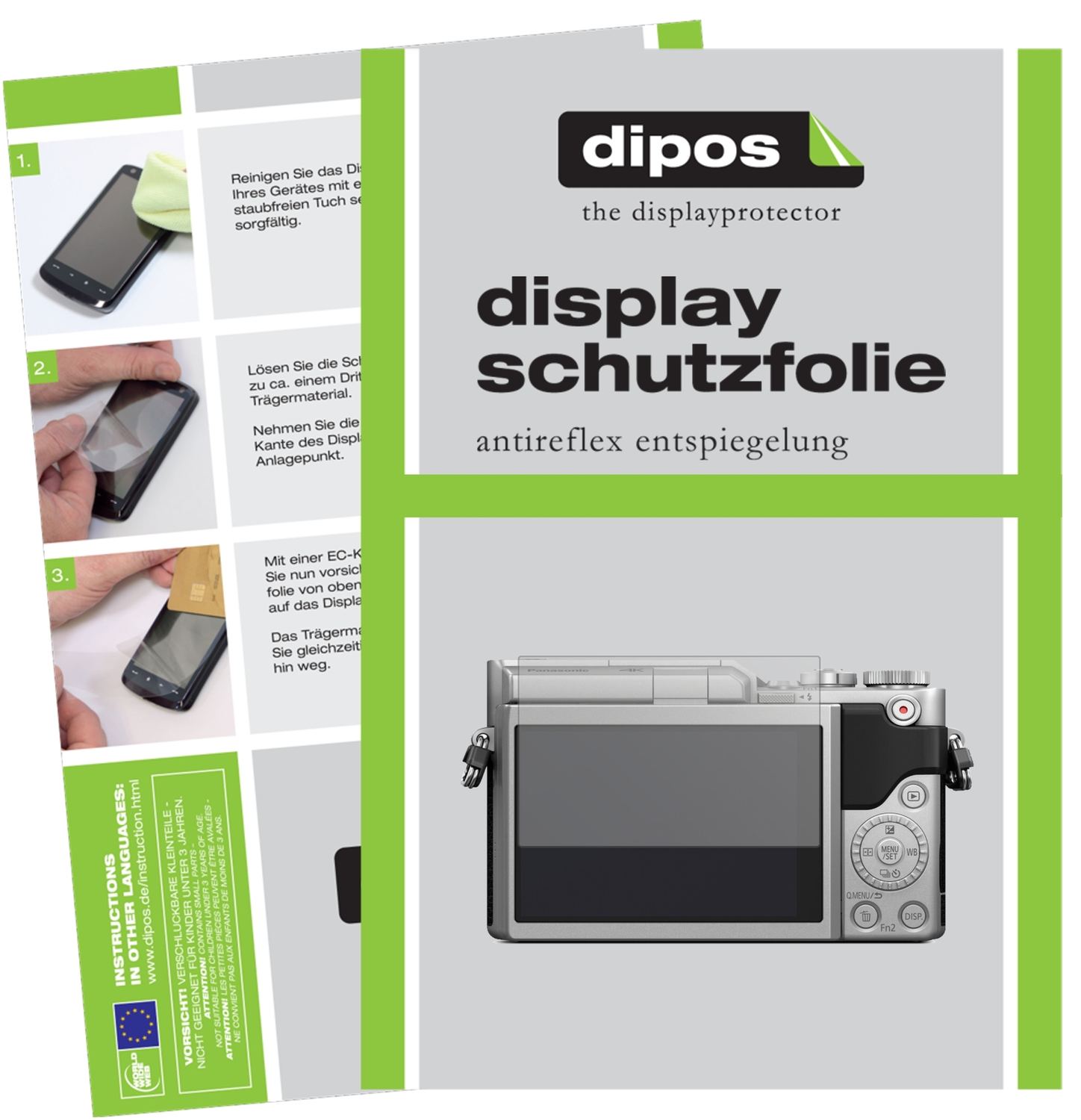 Matte Displayschutzfolie von dipos passend für Panasonic Lumix DC-GX880, präziser Zuschnitt und blasenfrei montiert