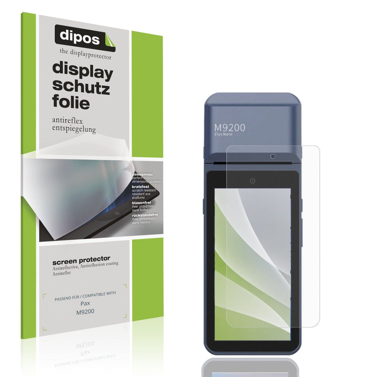 Matte Displayschutzfolie von dipos passend für Pax M9200, präziser Zuschnitt und blasenfrei montiert