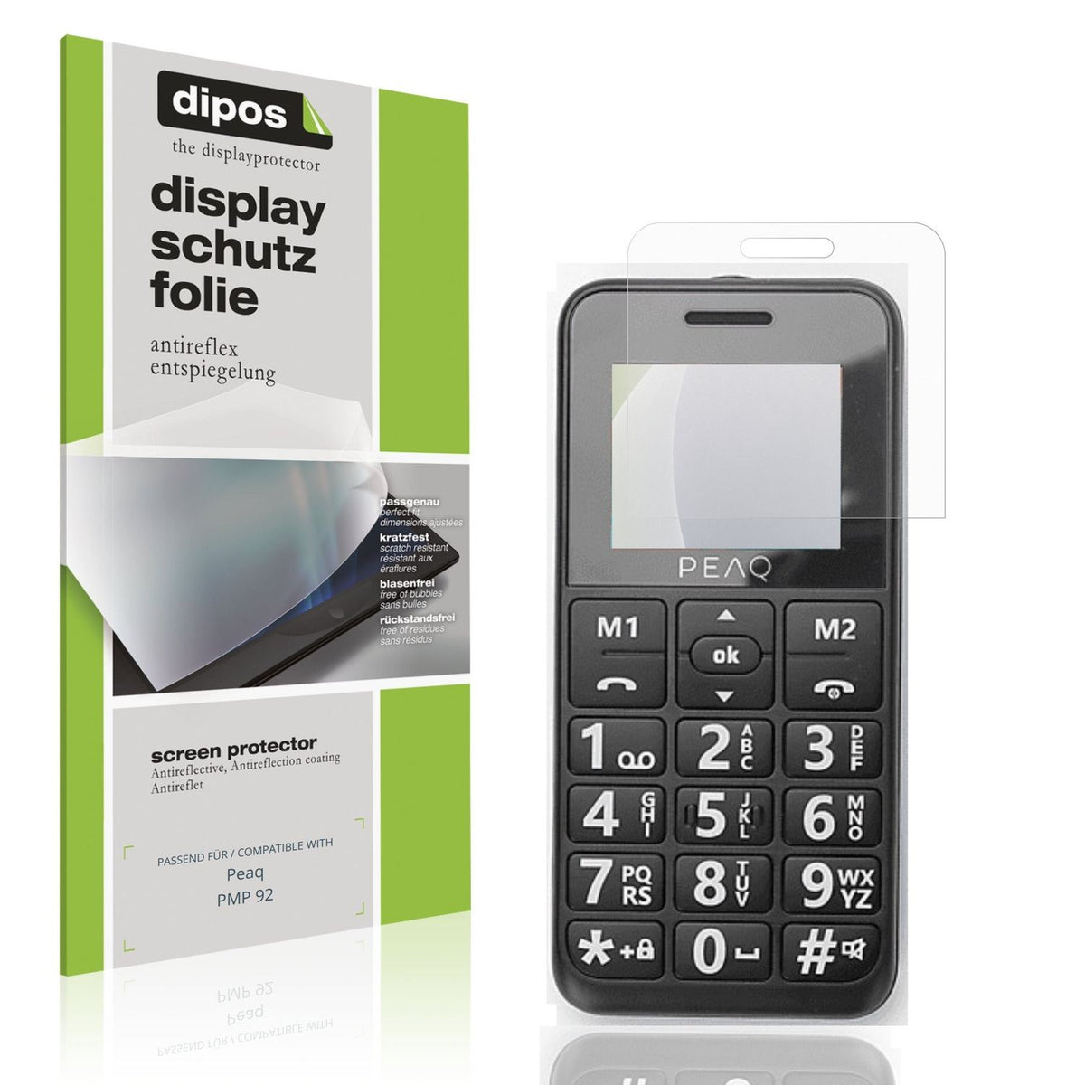 Matte Displayschutzfolie von dipos passend für Peaq PMP 92, präziser Zuschnitt und blasenfrei montiert