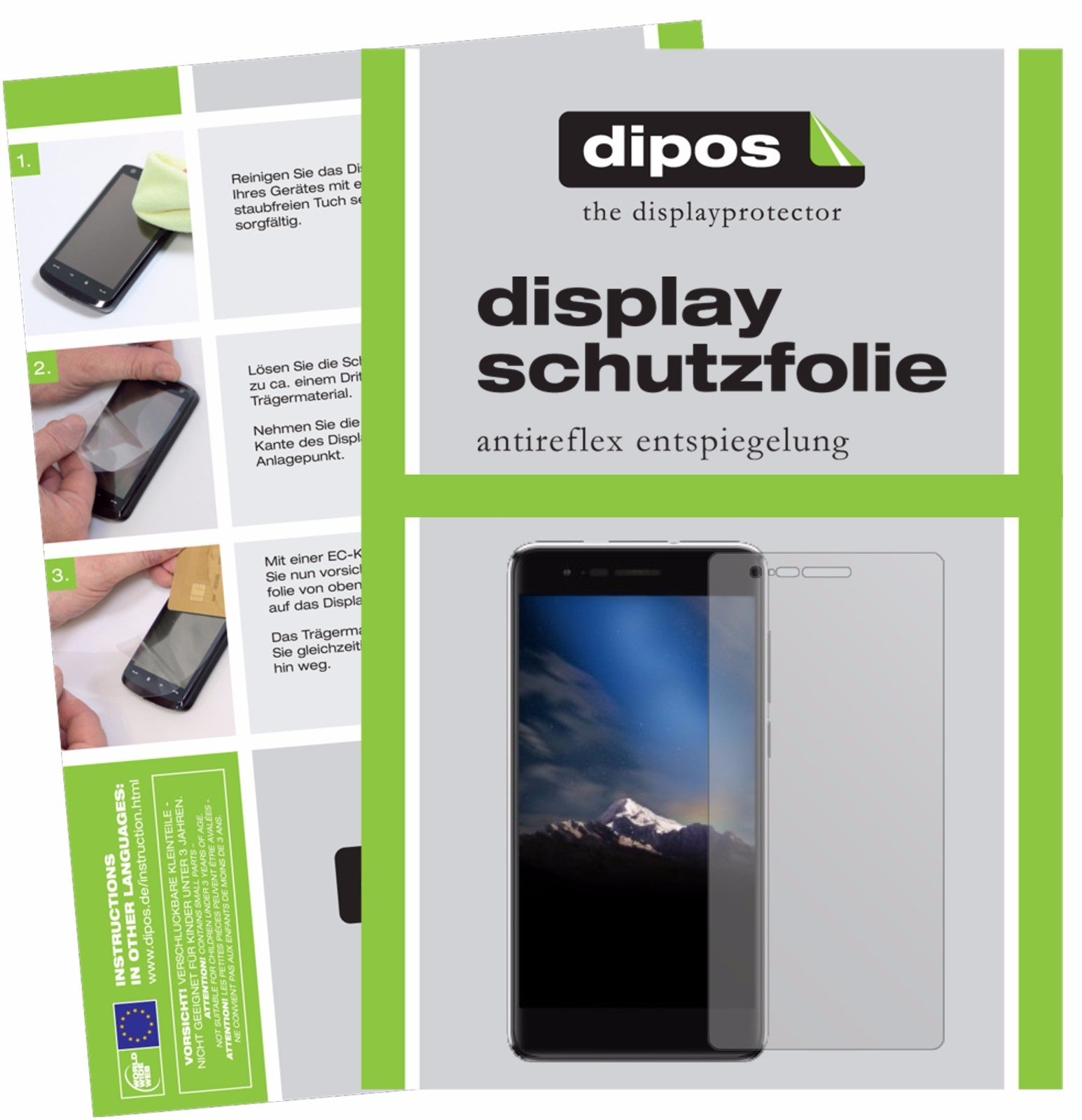 Matte Displayschutzfolie von dipos passend für Phicomm Energy 4s, präziser Zuschnitt und blasenfrei montiert