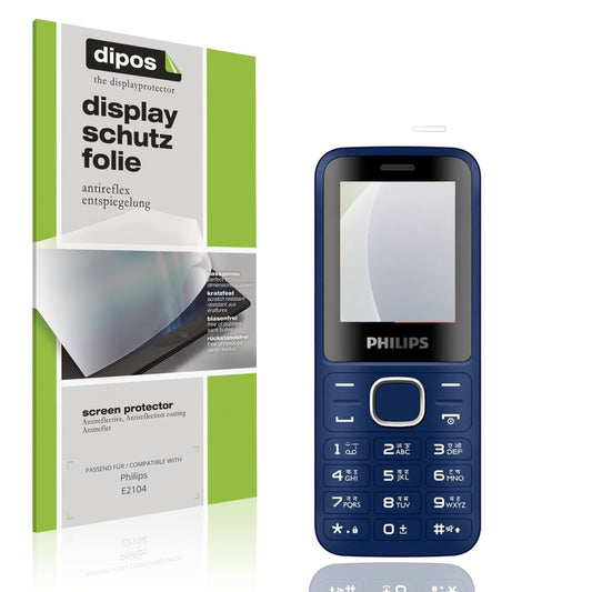 Matte Displayschutzfolie von dipos passend für Philips E2104, präziser Zuschnitt und blasenfrei montiert