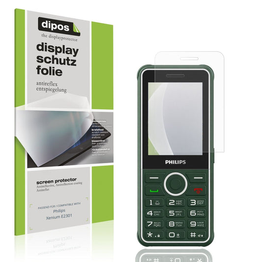 Matte Displayschutzfolie von dipos passend für Philips Xenium E2301, präziser Zuschnitt und blasenfrei montiert