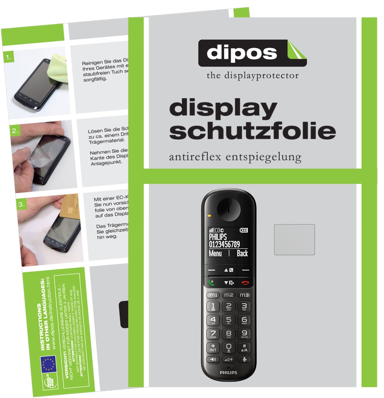 Matte Displayschutzfolie von dipos passend für Philips XL495, präziser Zuschnitt und blasenfrei montiert