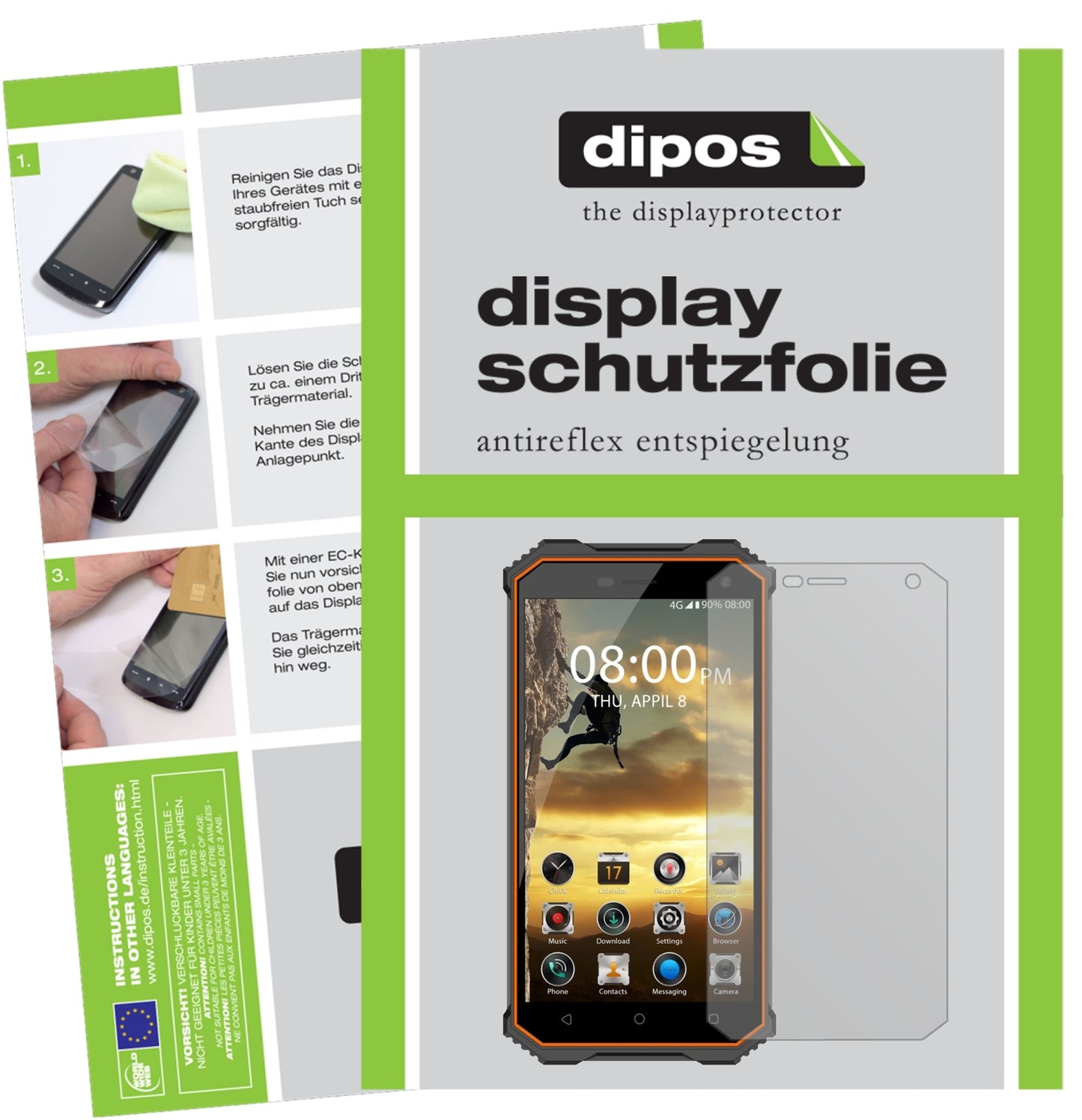Matte Displayschutzfolie von dipos passend für Phonemax Rockey 2, präziser Zuschnitt und blasenfrei montiert