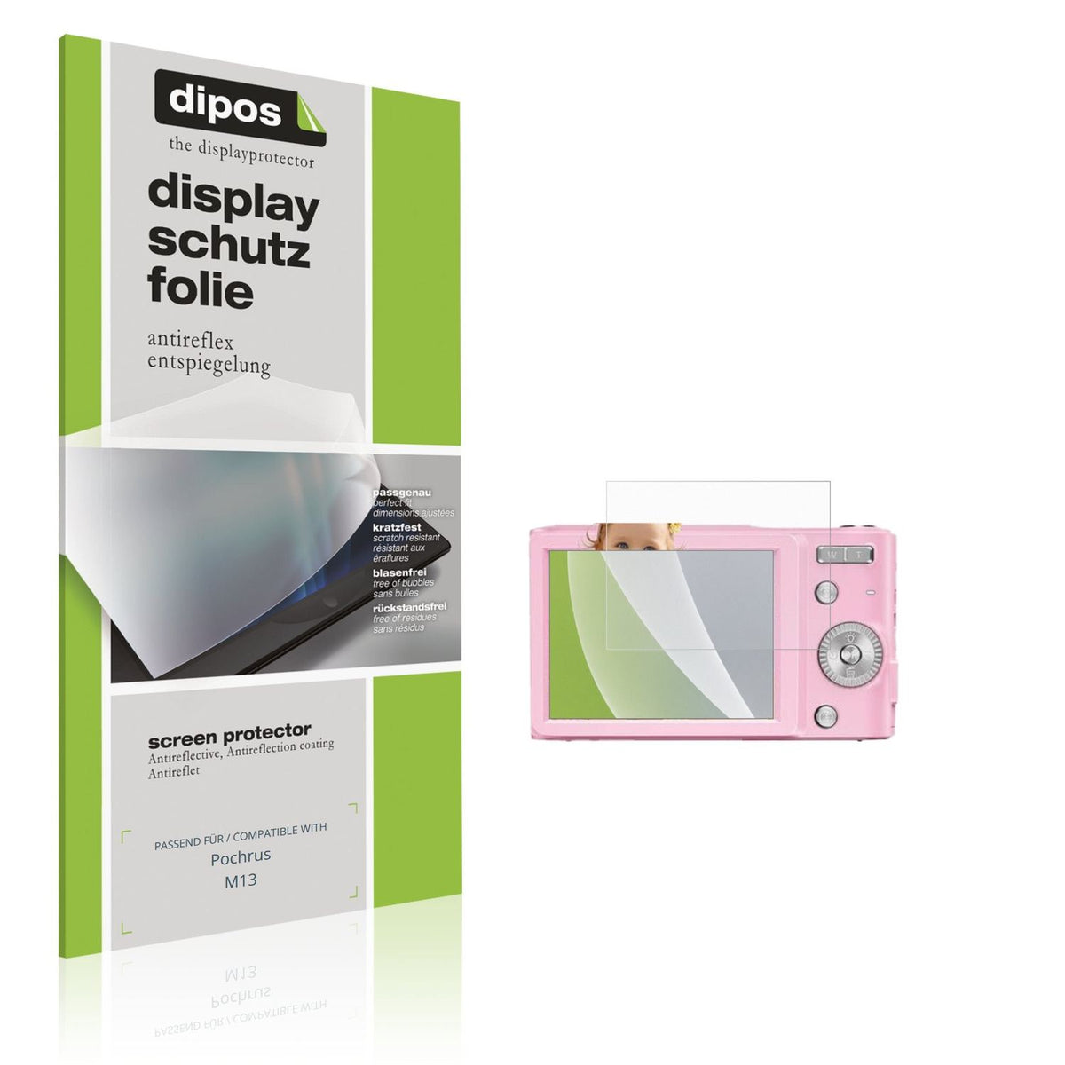 Matte Displayschutzfolie von dipos passend für Pochrus M13, präziser Zuschnitt und blasenfrei montiert