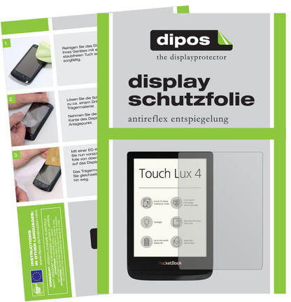 Matte Displayschutzfolie von dipos passend für PocketBook Touch Lux 4, präziser Zuschnitt und blasenfrei montiert