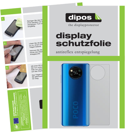 Matte Displayschutzfolie von dipos passend für Poco X3 NFC Rückseite, präziser Zuschnitt und blasenfrei montiert