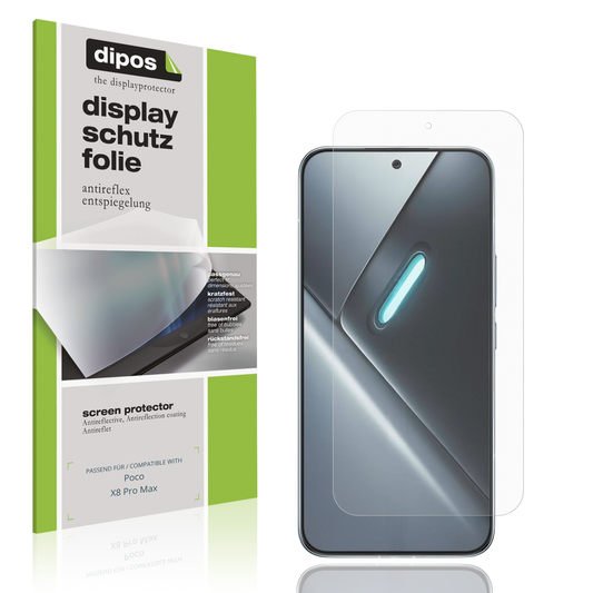 Matte Displayschutzfolie von dipos passend für Poco X8 Pro Max, präziser Zuschnitt und blasenfrei montiert
