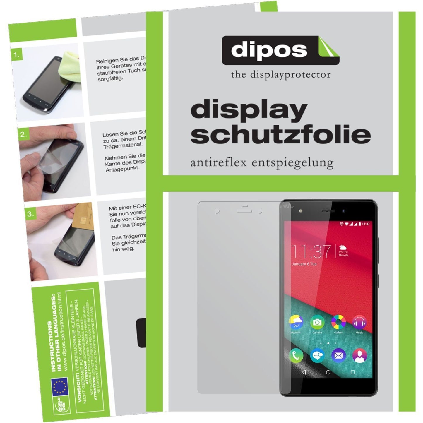 Matte Displayschutzfolie von dipos passend für Pulp Wiko, präziser Zuschnitt und blasenfrei montiert