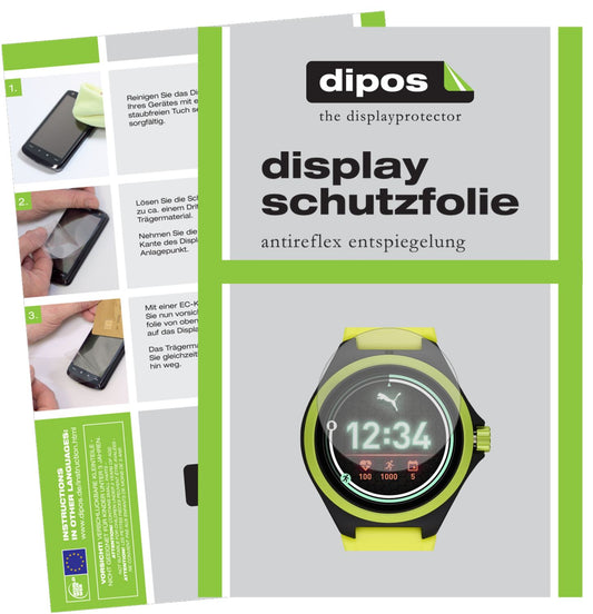 Matte Displayschutzfolie von dipos passend für Puma Gen 4 Heart Rate Smartwatch, präziser Zuschnitt und blasenfrei montiert