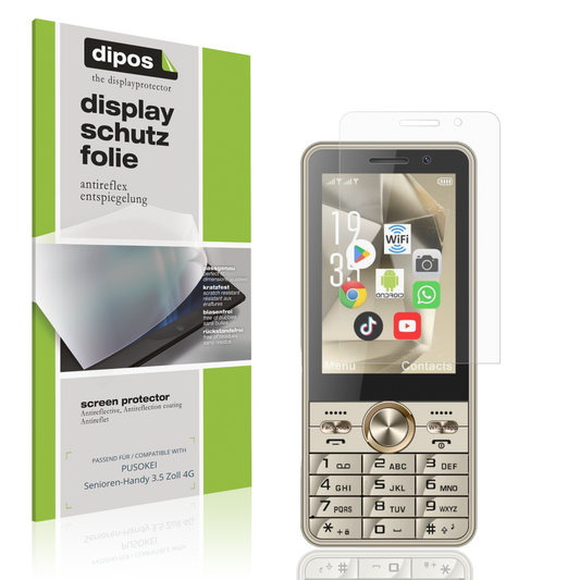 Matte Displayschutzfolie von dipos passend für PUSOKEI Senioren-Handy 3.5 Zoll 4G, präziser Zuschnitt und blasenfrei montiert