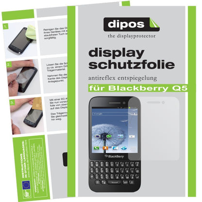 Matte Displayschutzfolie von dipos passend für Q5 Blackberry, präziser Zuschnitt und blasenfrei montiert