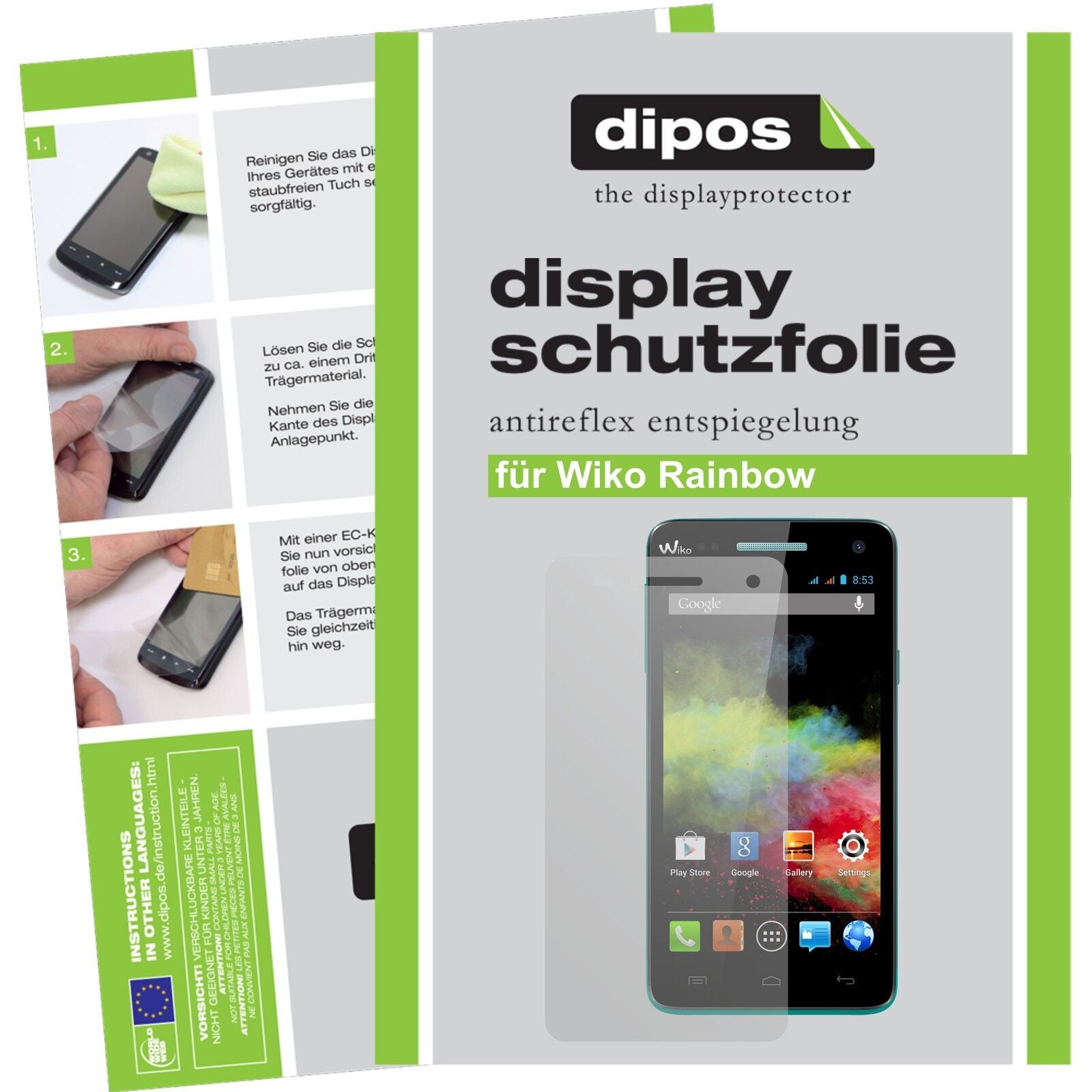 Matte Displayschutzfolie von dipos passend für Rainbow Wiko, präziser Zuschnitt und blasenfrei montiert