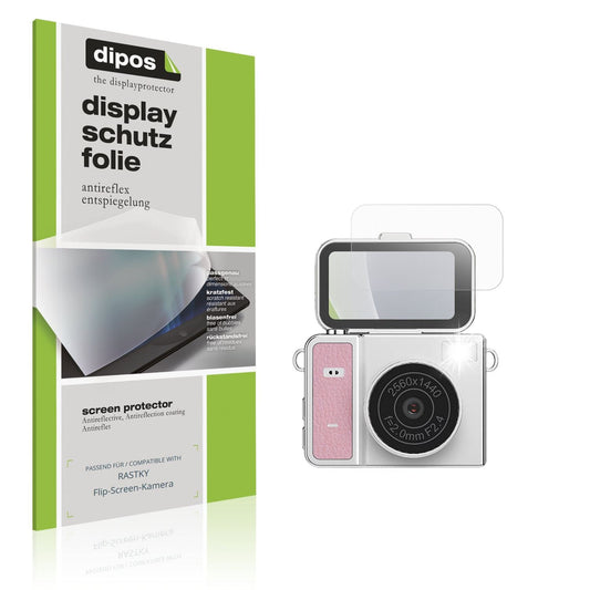 Matte Displayschutzfolie von dipos passend für RASTKY Flip-Screen-Kamera, präziser Zuschnitt und blasenfrei montiert