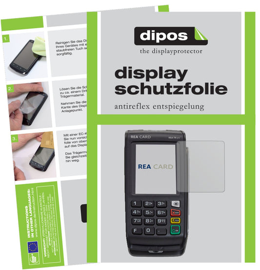 Matte Displayschutzfolie von dipos passend für REA CARD T9 pro Terminal, präziser Zuschnitt und blasenfrei montiert
