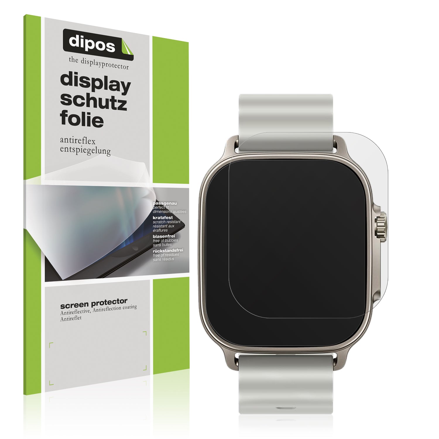 Matte Displayschutzfolie von dipos passend für Realme Watch 5, präziser Zuschnitt und blasenfrei montiert