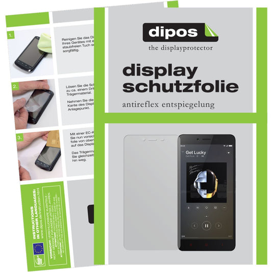 Matte Displayschutzfolie von dipos passend für Redmi Note 2 Xiaomi, präziser Zuschnitt und blasenfrei montiert