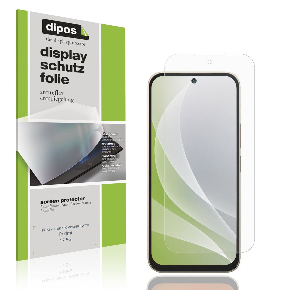 Matte Displayschutzfolie von dipos passend für Redmi 17 5G, präziser Zuschnitt und blasenfrei montiert