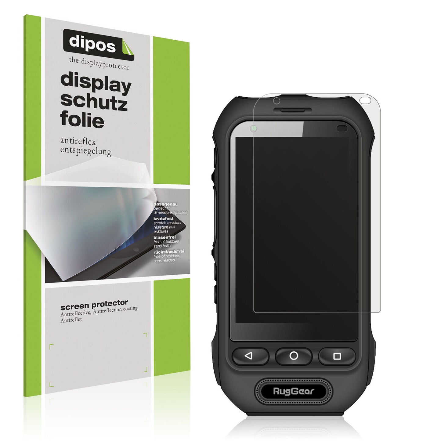 Matte Displayschutzfolie von dipos passend für RugGear RG360, präziser Zuschnitt und blasenfrei montiert