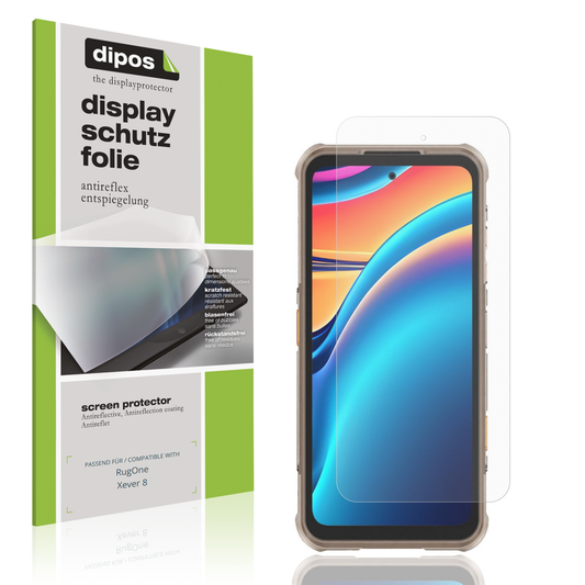 Matte Displayschutzfolie von dipos passend für RugOne Xever 8, präziser Zuschnitt und blasenfrei montiert
