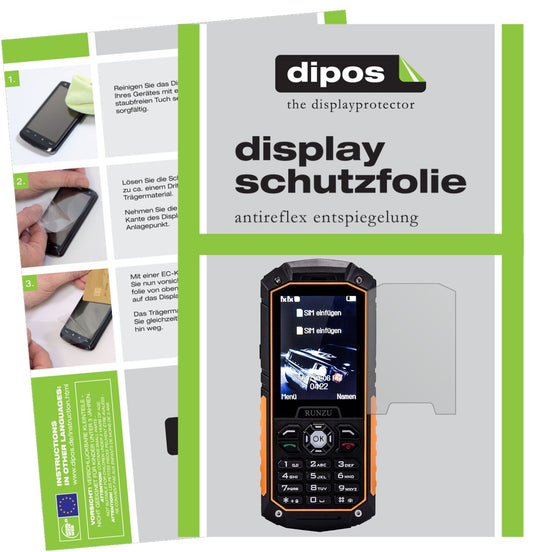 Matte Displayschutzfolie von dipos passend für Runzu M8, präziser Zuschnitt und blasenfrei montiert