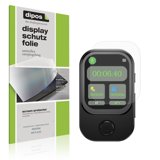 Matte Displayschutzfolie von dipos passend für RWSRW MP3-02D, präziser Zuschnitt und blasenfrei montiert